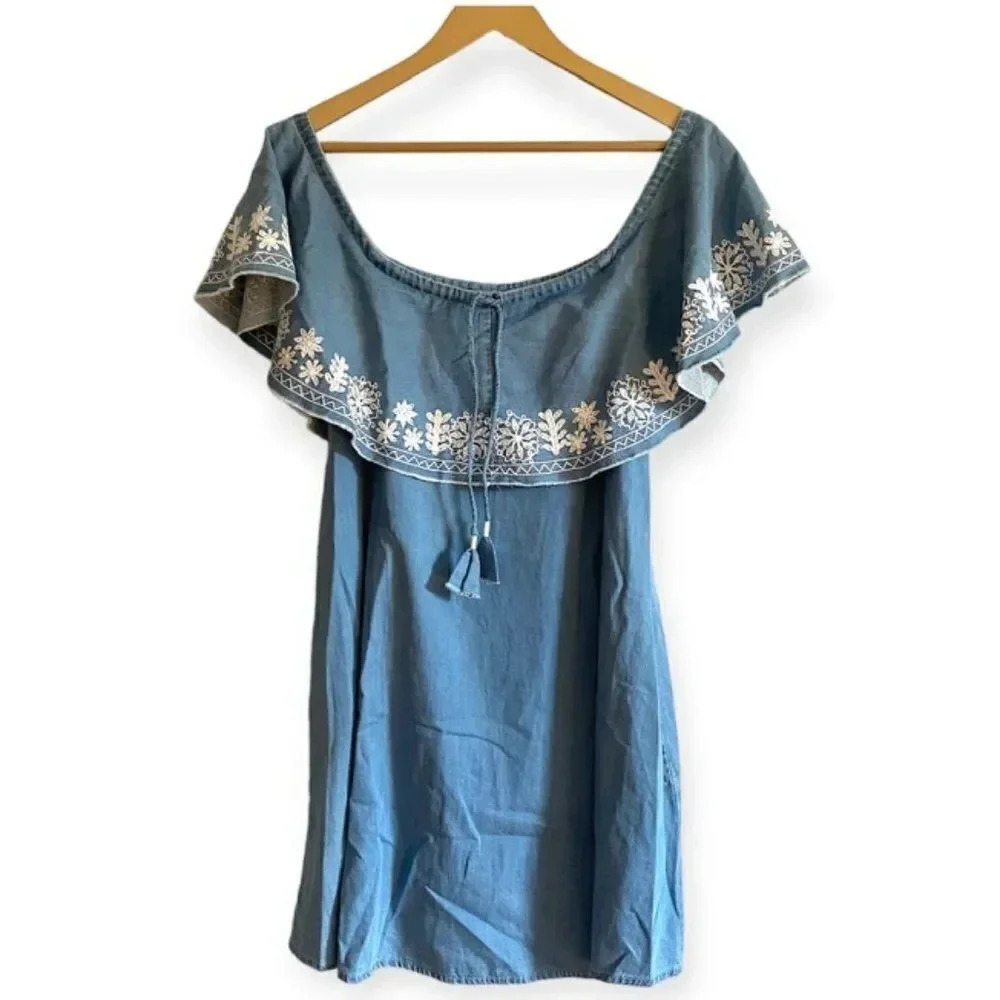 Jachs Girlfriend Off the Shoulder Embroidered Dress